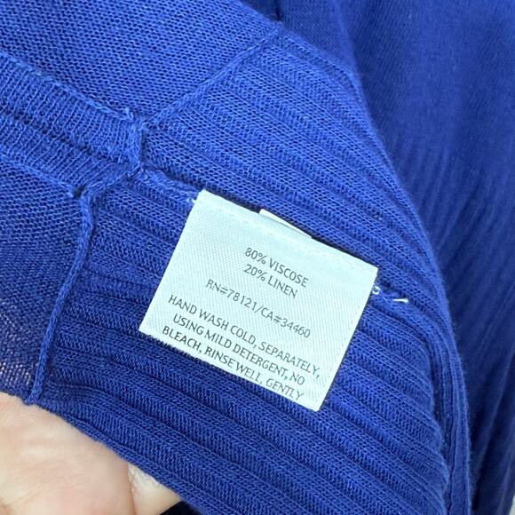 Eileen Fisher Asymmetric Hi-Lo Tunic Top Womens Small Dark Blue Long Sleeve - Picture 8 of 8